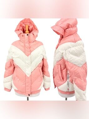 Perfect Moment Aspen Puffer Down Jacket Coat Pink White Hooded Youth Size 14